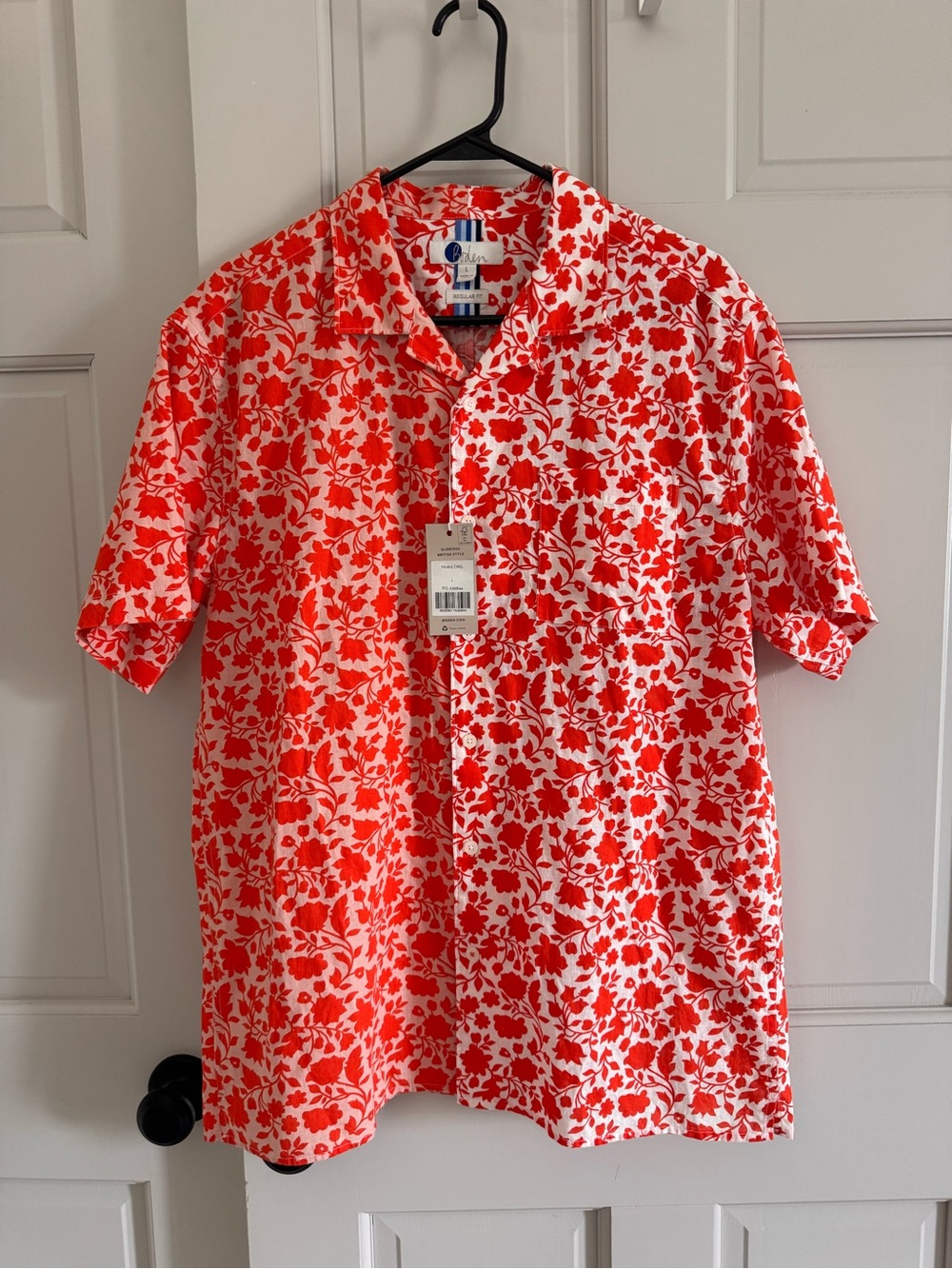 NWT Men’s Boden linen/cotton button down L